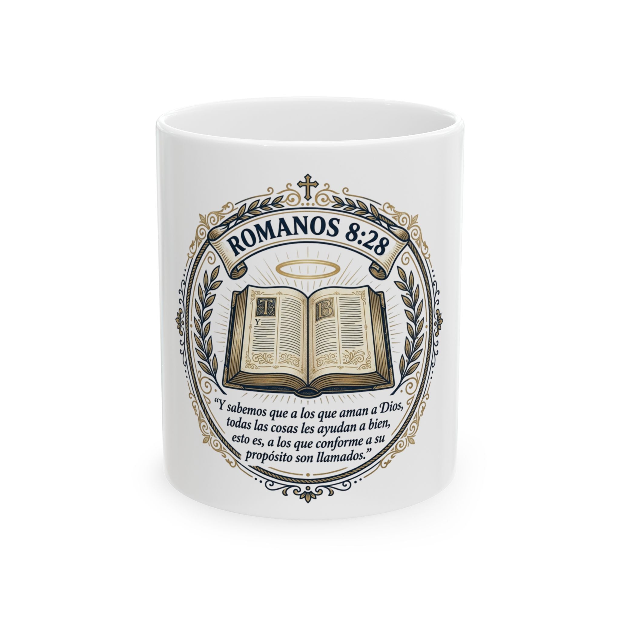 Christian Bible Verse Mug - Romanos 8:28 Spanish Prayer Coffee Cup (11oz/15oz)