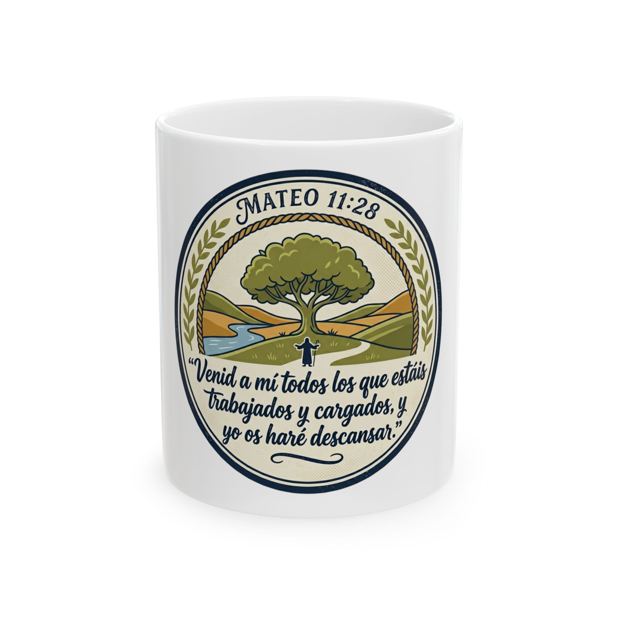 Mateo 11:28 Ceramic Mug, (11oz, 15oz)